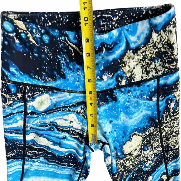 Feed Me Fight Me Leggings Women’s Medium Blue Marble Galaxy Print Activewear - Picture 8 of 12